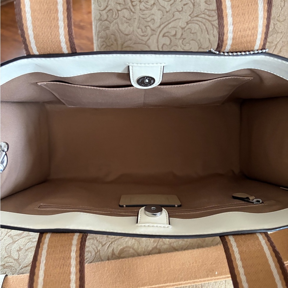 Coach Cream and Brown Logo Tote - Picture 5 of 9